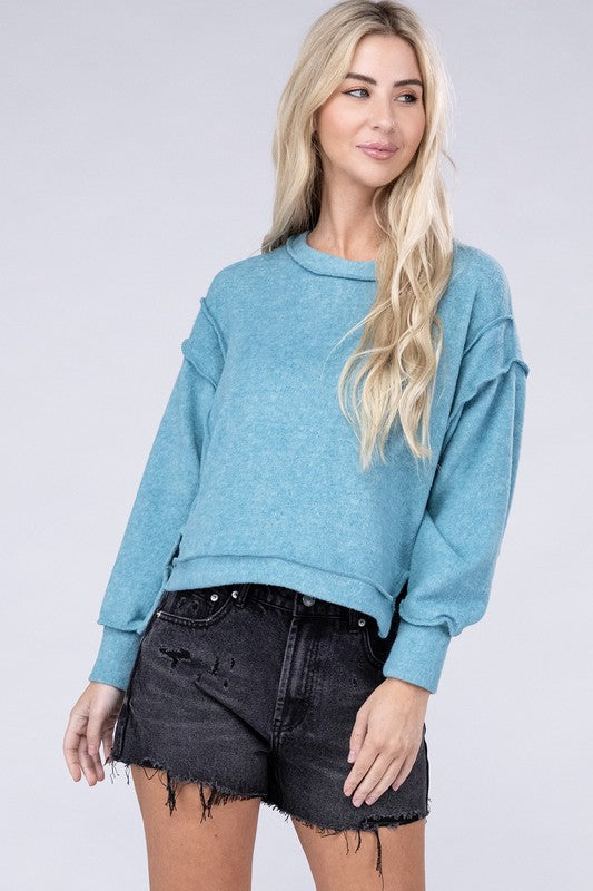 Trendy Hacci Exposed Seam Sweater